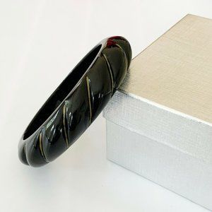 Black Gold Twisted Rope Bangle Bracelet